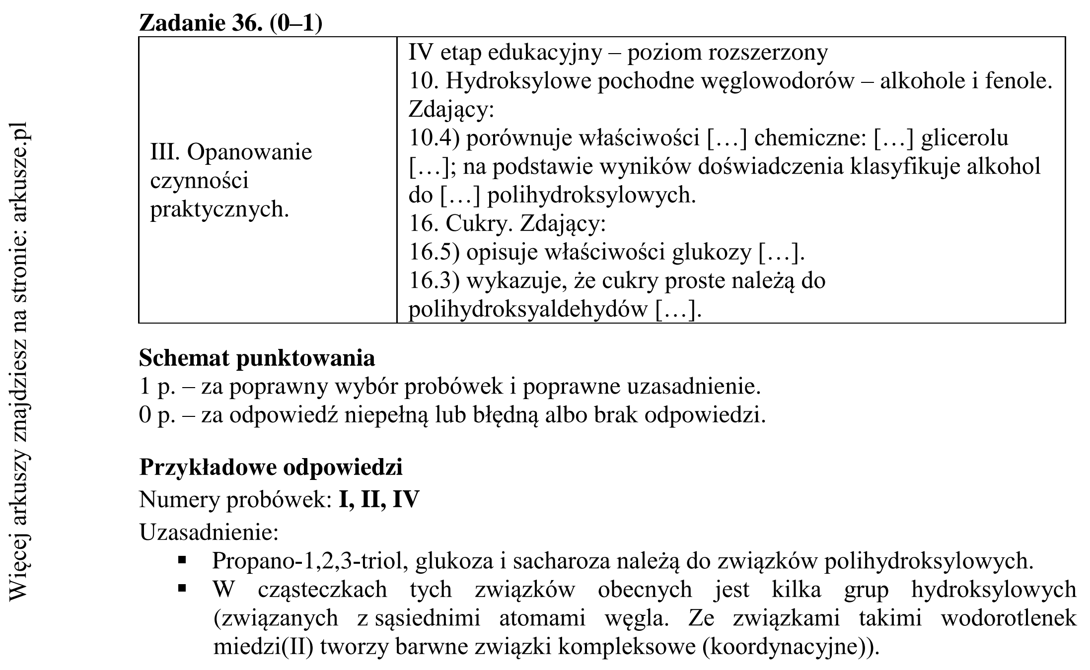 Matura dodatkowa, czerwiec 2016, odpowiedź do zadania 36