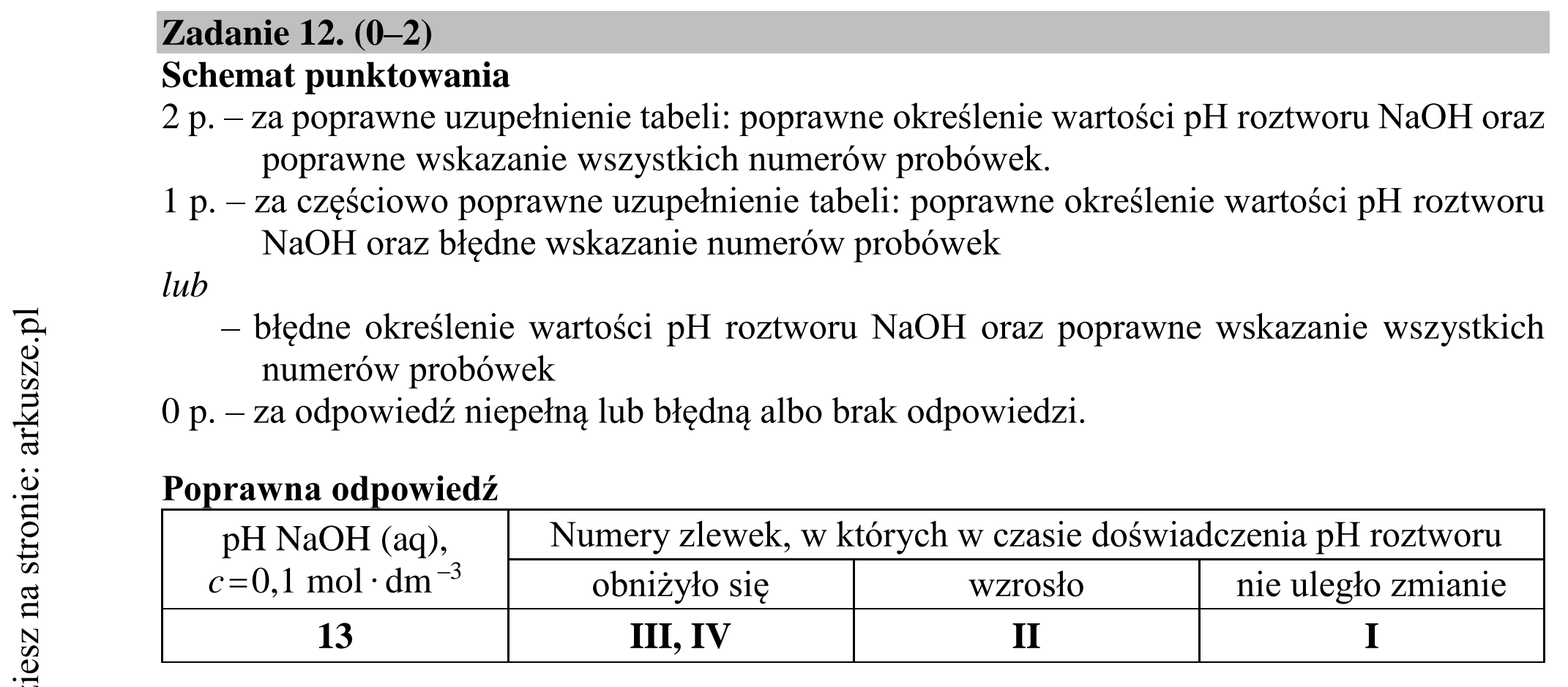Matura dodatkowa, czerwiec 2018, odpowiedź do zadania 12