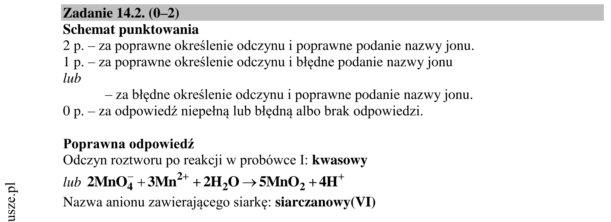 Matura dodatkowa, czerwiec 2018, odpowiedź do zadania 14.2