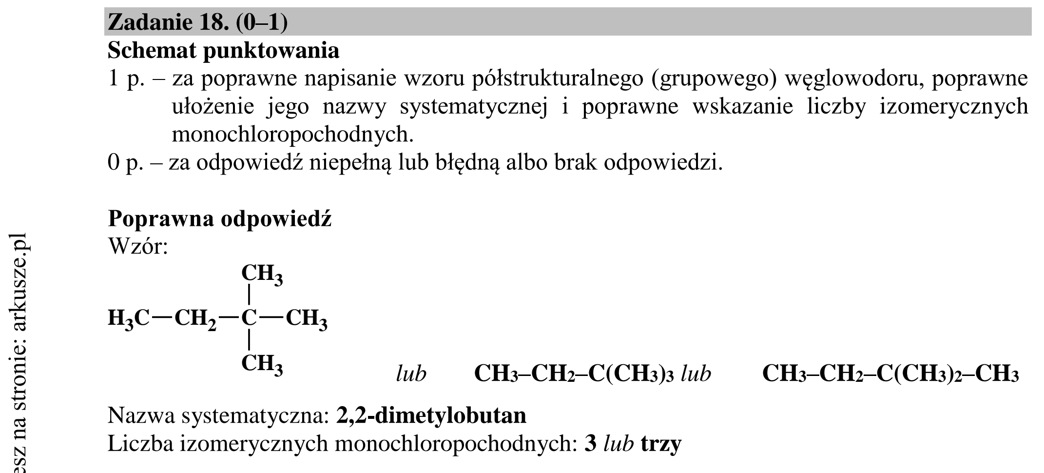 Matura dodatkowa, czerwiec 2018, odpowiedź do zadania 18