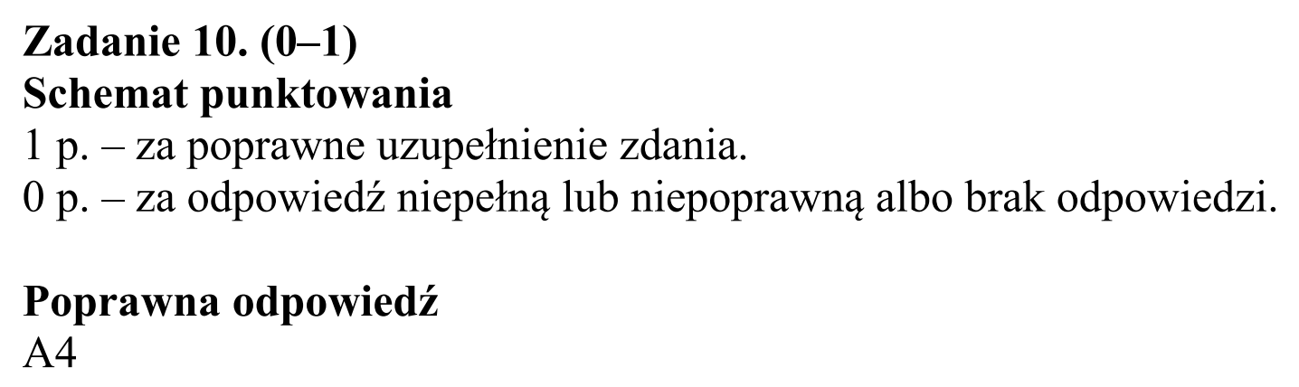 Matura dodatkowa, czerwiec 2019, odpowiedź do zadania 10
