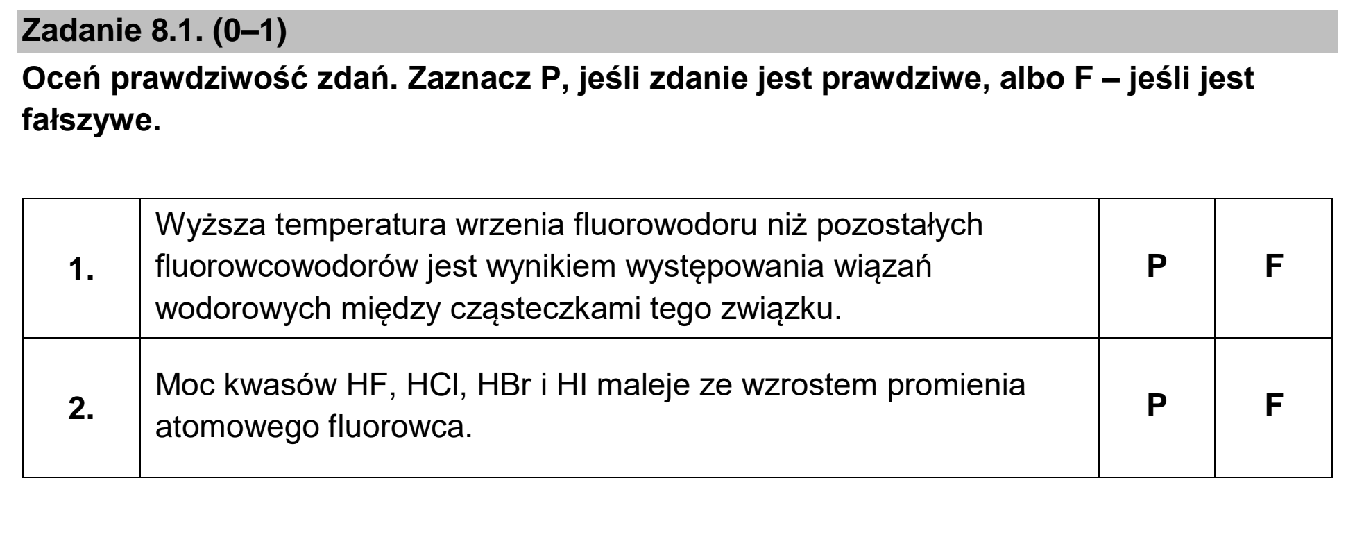 Matura dodatkowa, czerwiec 2026, zadanie 8.1