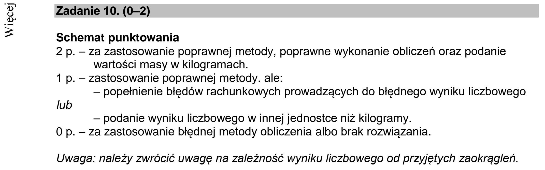 Matura dodatkowa, lipiec 2020, odpowiedź do zadania 10