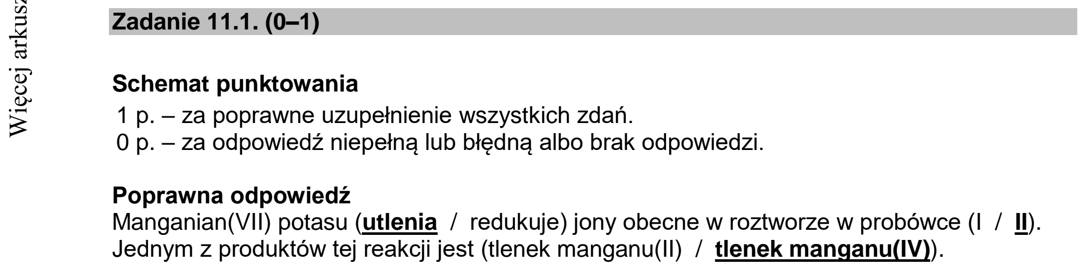 Matura dodatkowa, lipiec 2020, odpowiedź do zadania 11.1