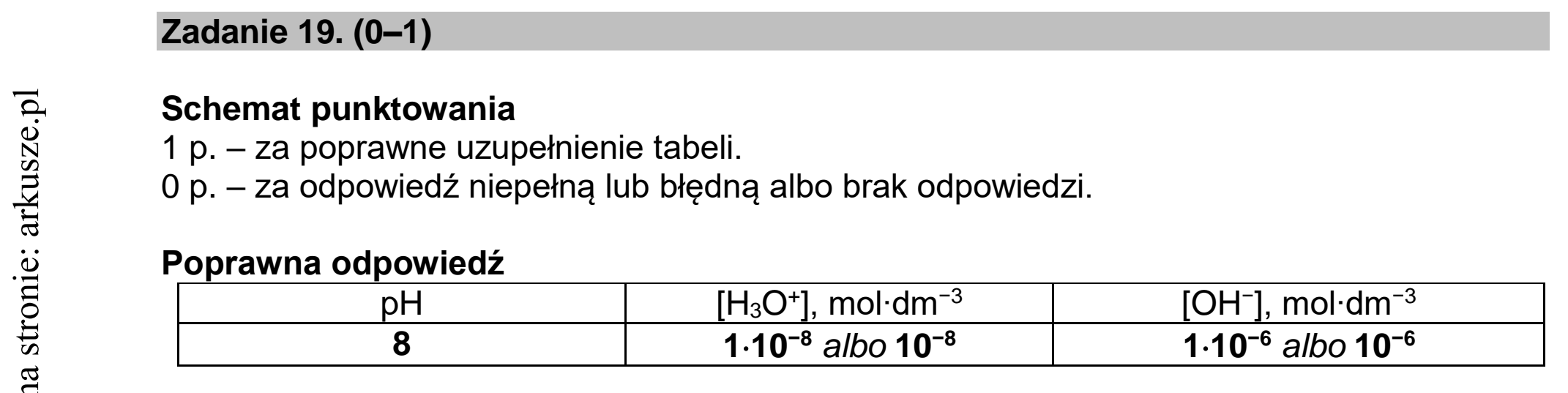 Matura dodatkowa, lipiec 2020, odpowiedź do zadania 19