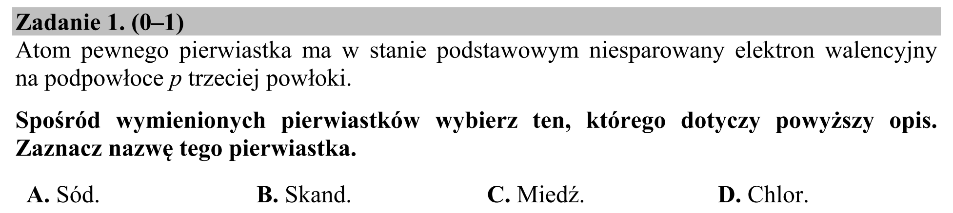 Matura dodatkowa, lipiec 2020, zadanie 1