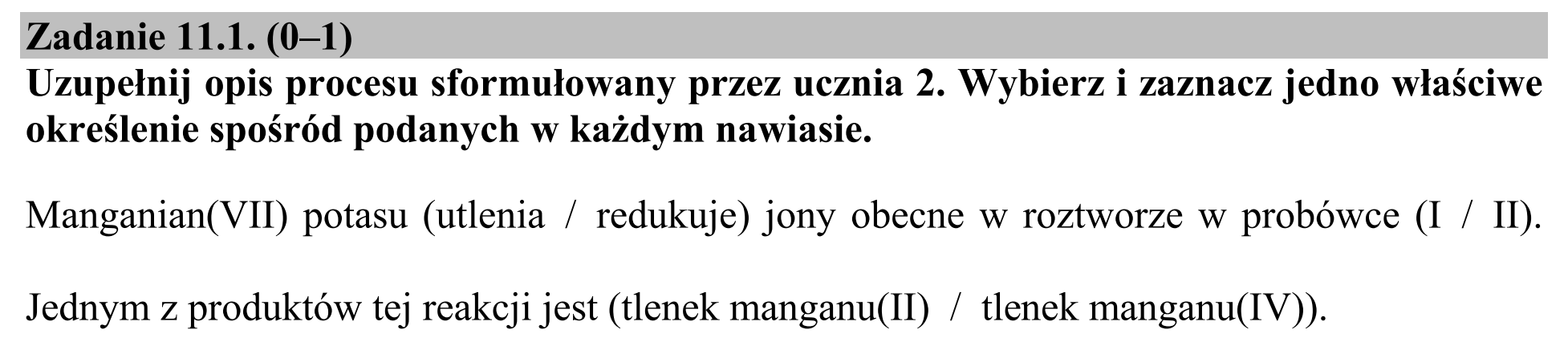 Matura dodatkowa, lipiec 2020, zadanie 11.1
