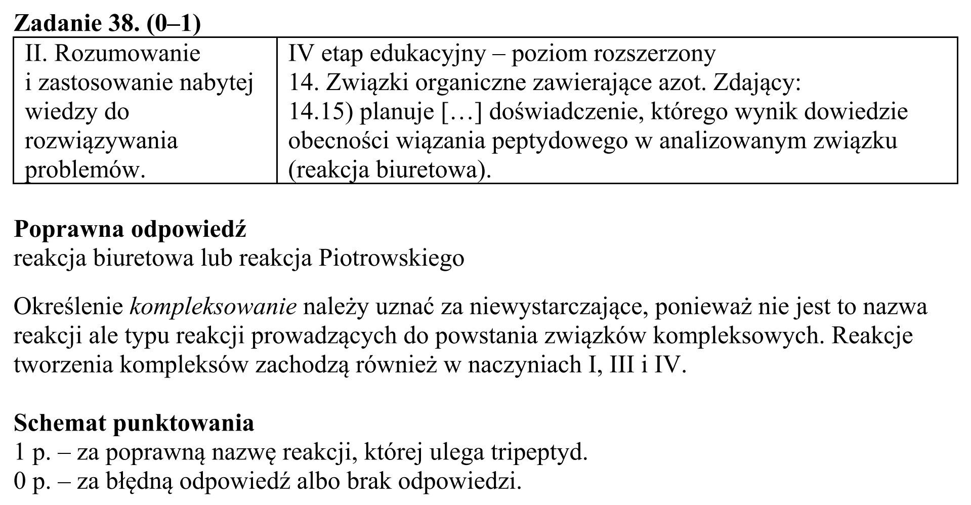 Matura, maj 2015, odpowiedź do zadania 38