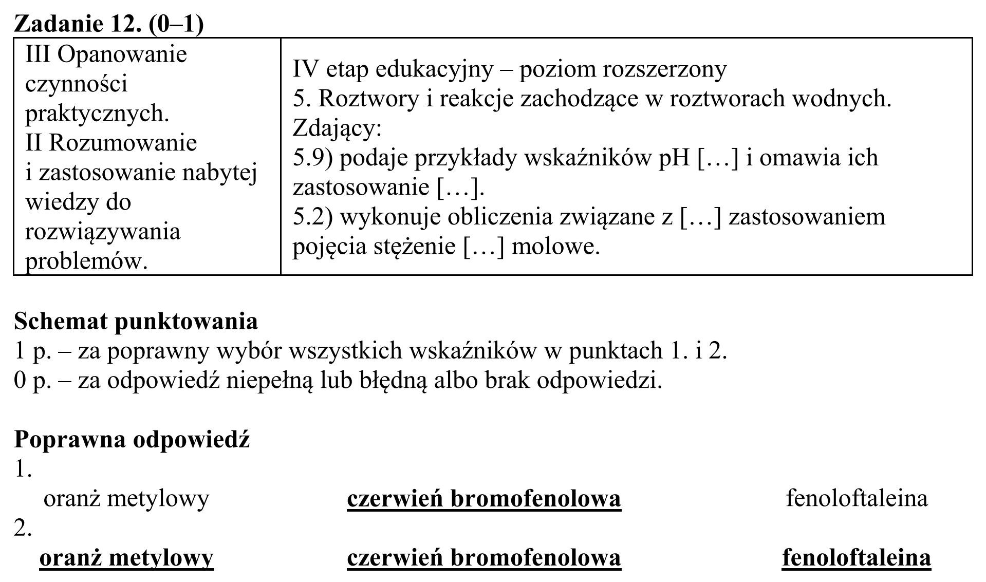 Matura, maj 2016, odpowiedź do zadania 12