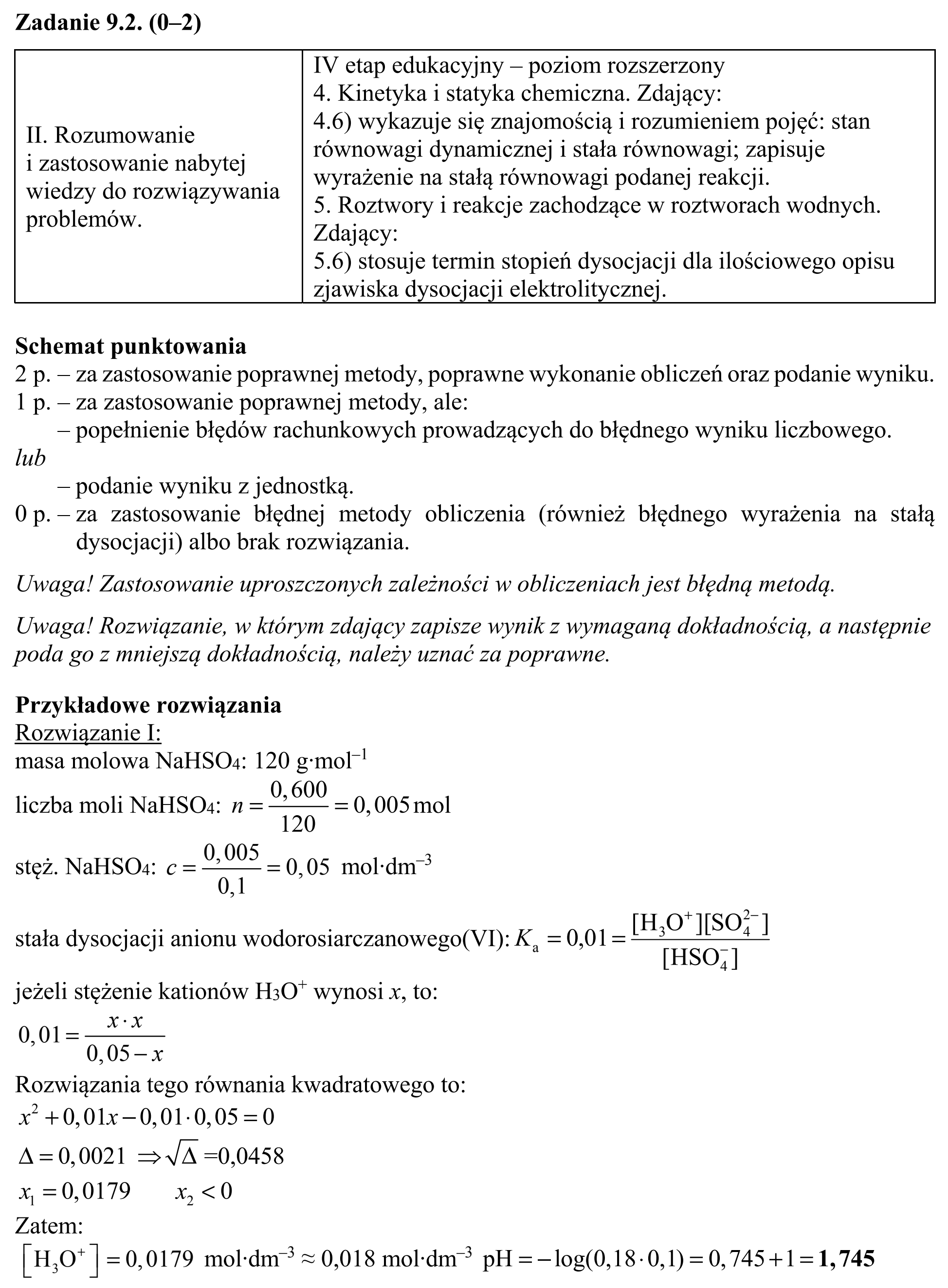 Matura, maj 2018, odpowiedź do zadania 9.2, fragment 1