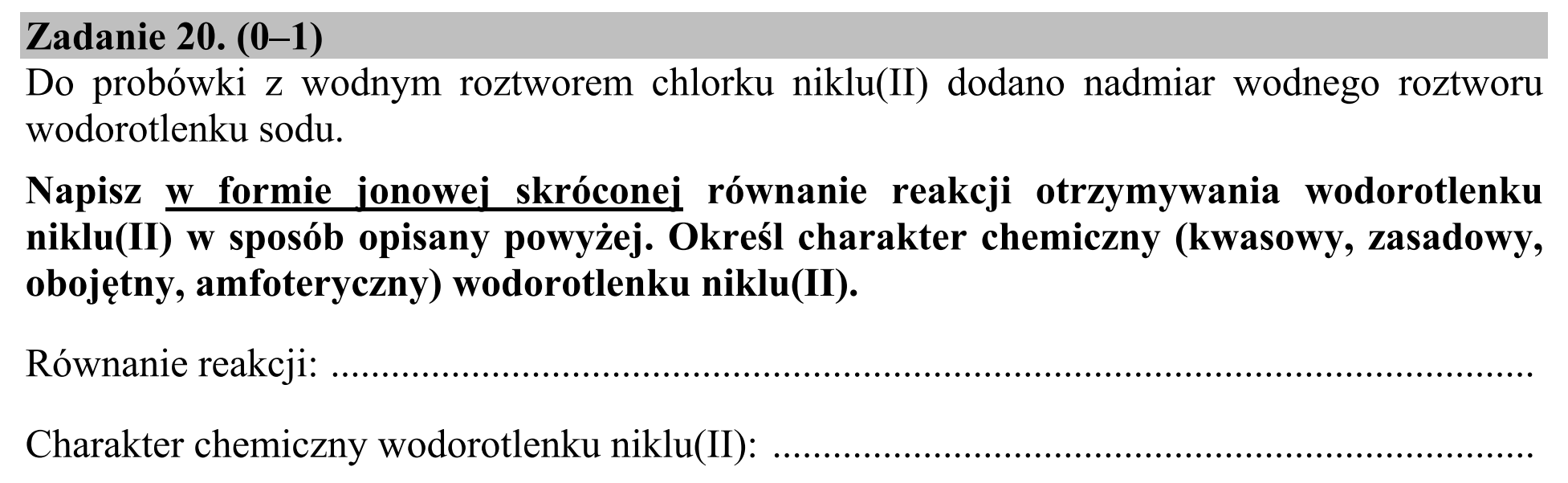 Matura, maj 2018, zadanie 20