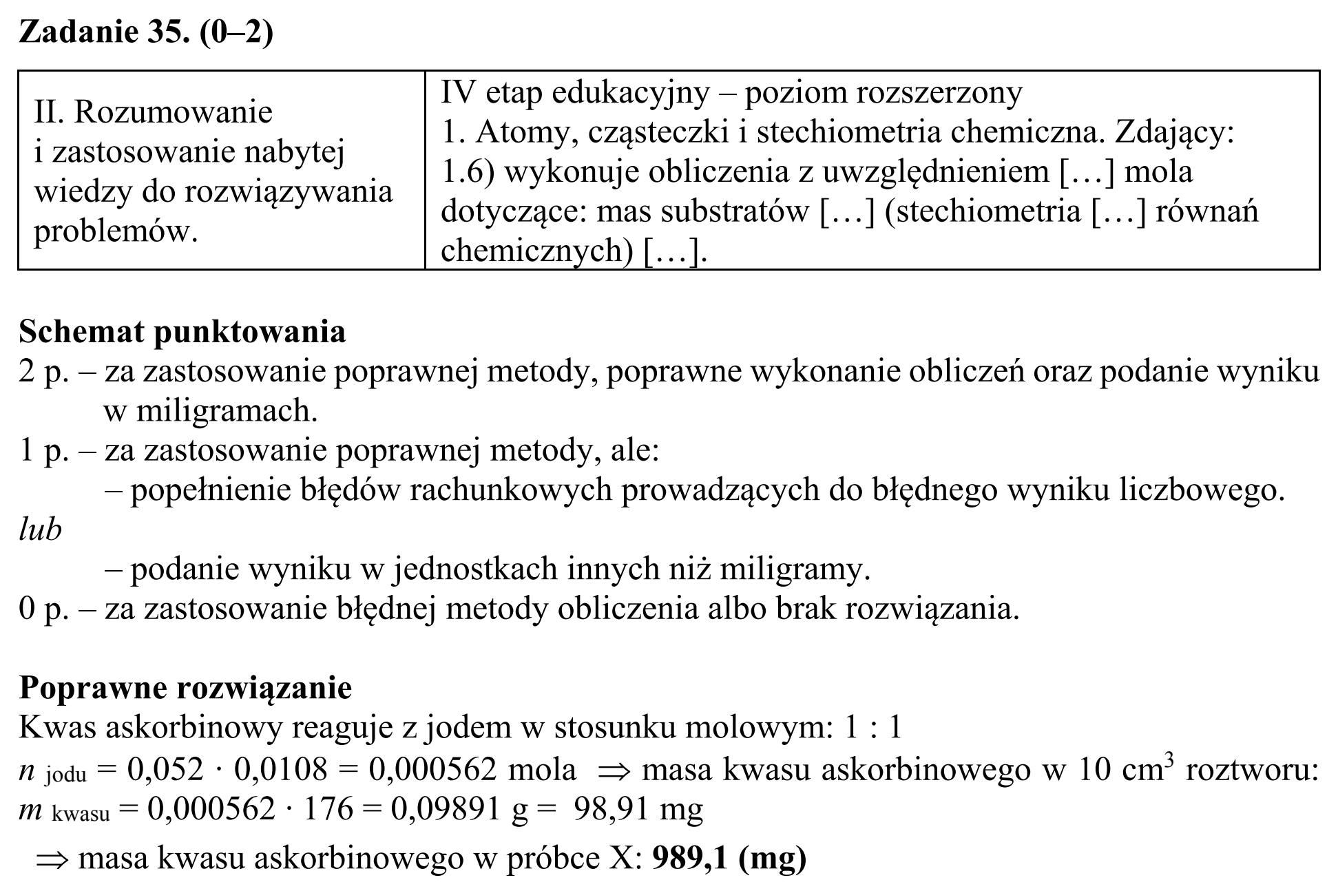 Matura, maj 2019, odpowiedź do zadania 35