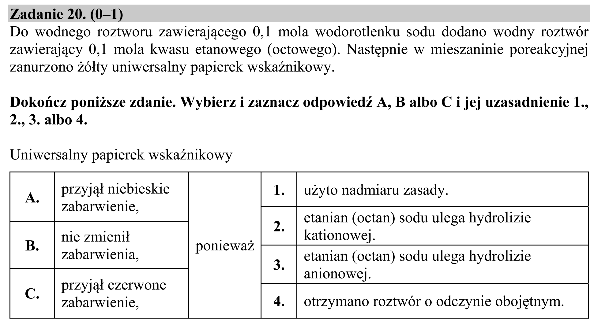 Matura, maj 2019, zadanie 20