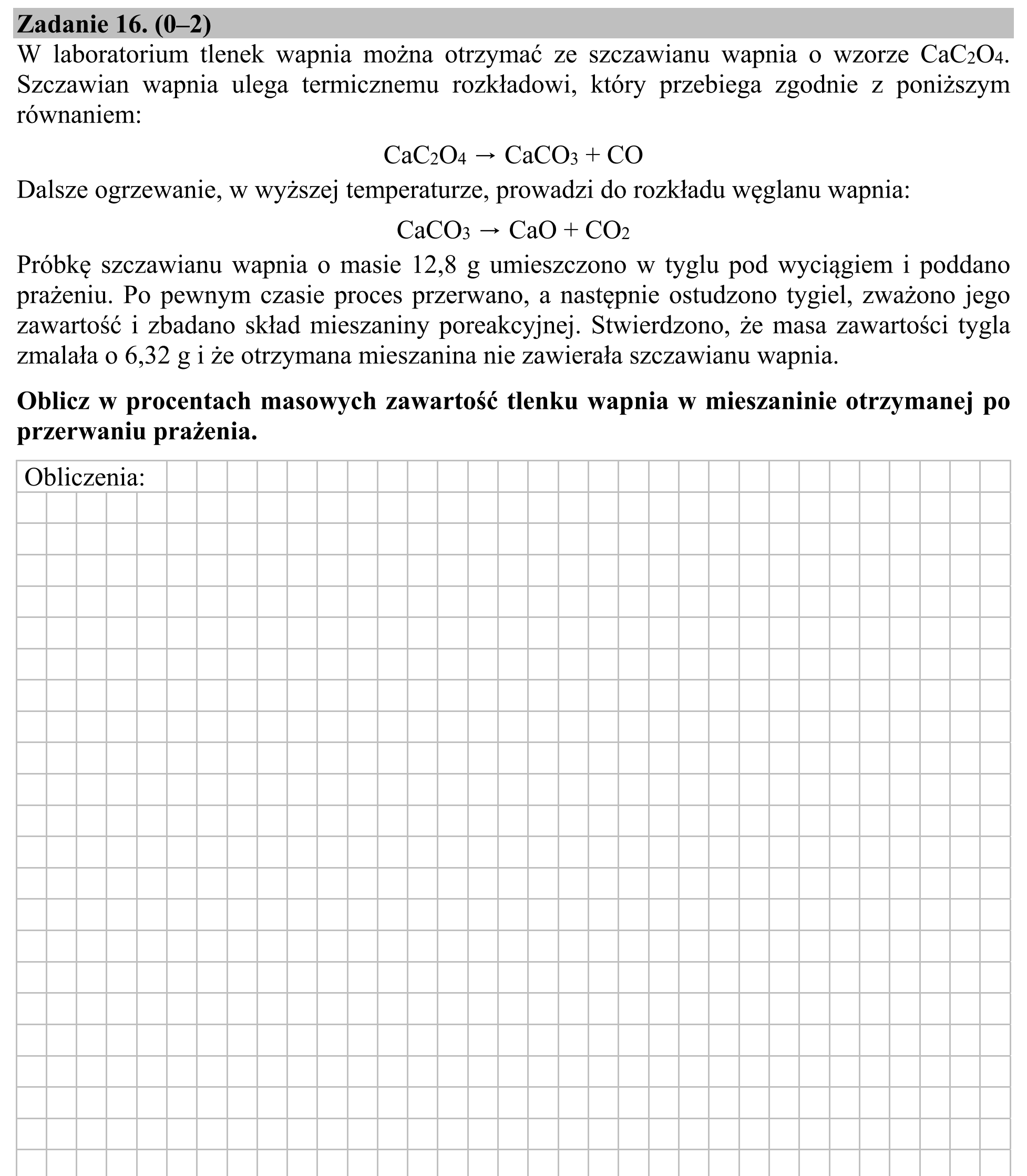 Matura, maj 2020, zadanie 16