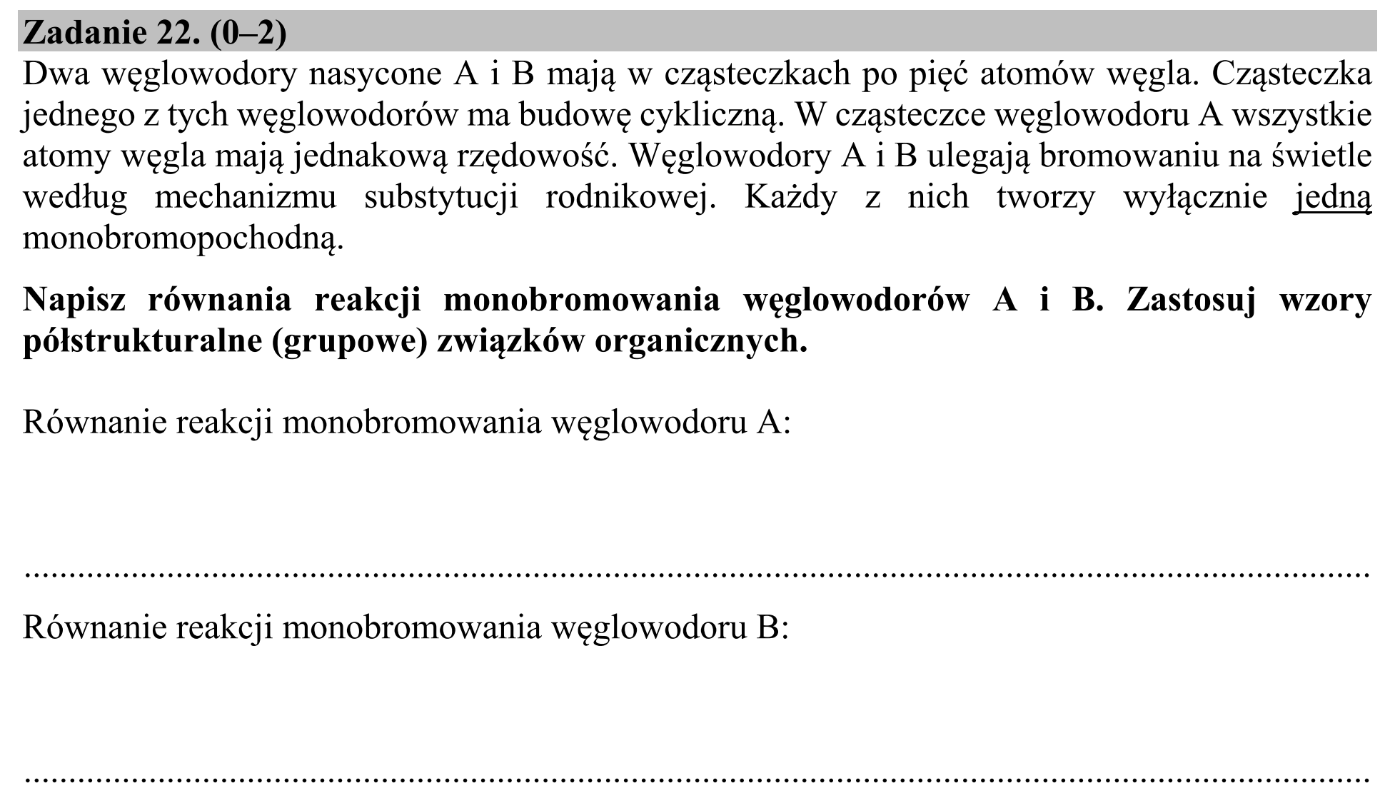 Matura, maj 2020, zadanie 22