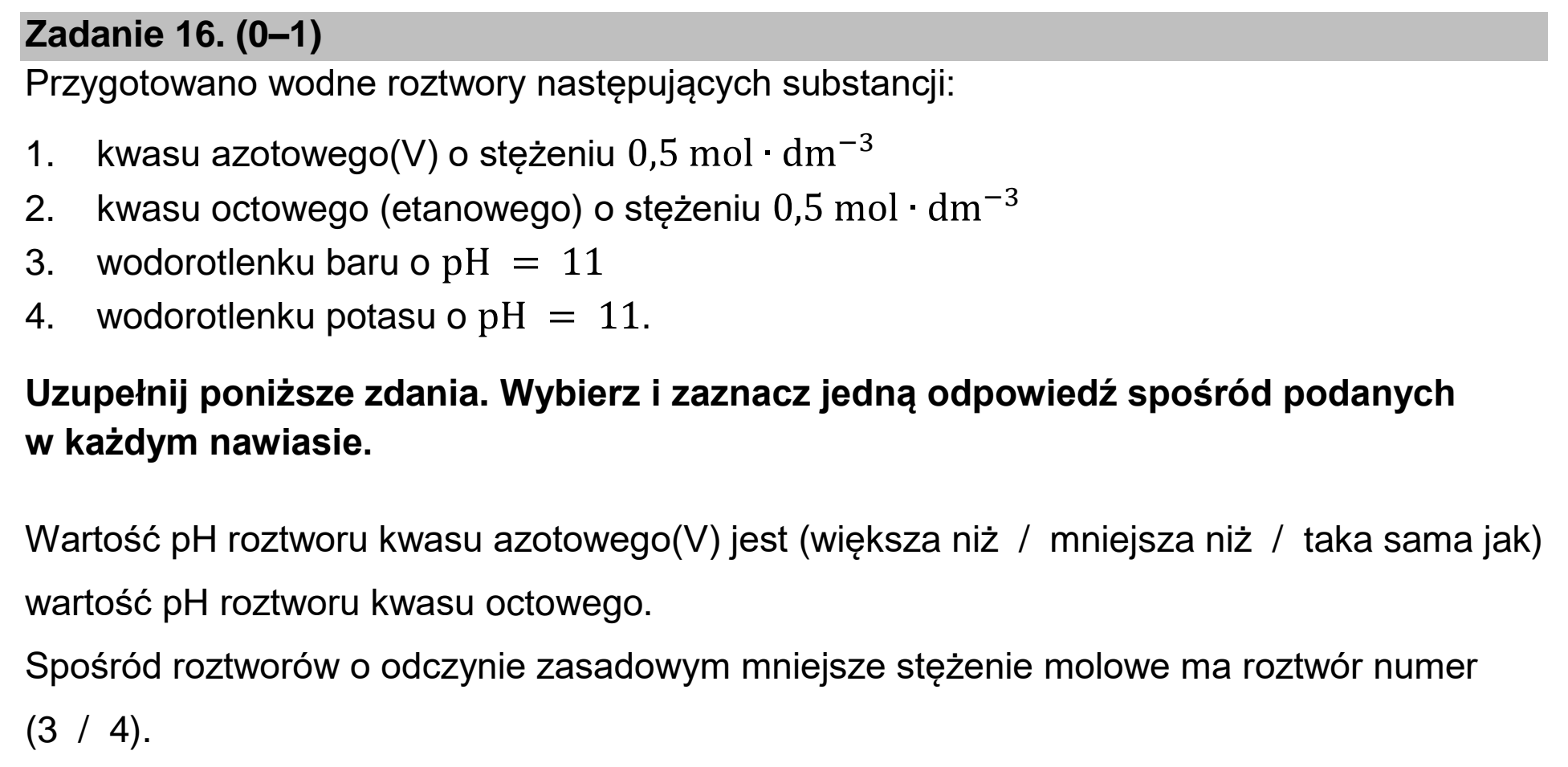 Matura, maj 2023, podgląd zadania 16