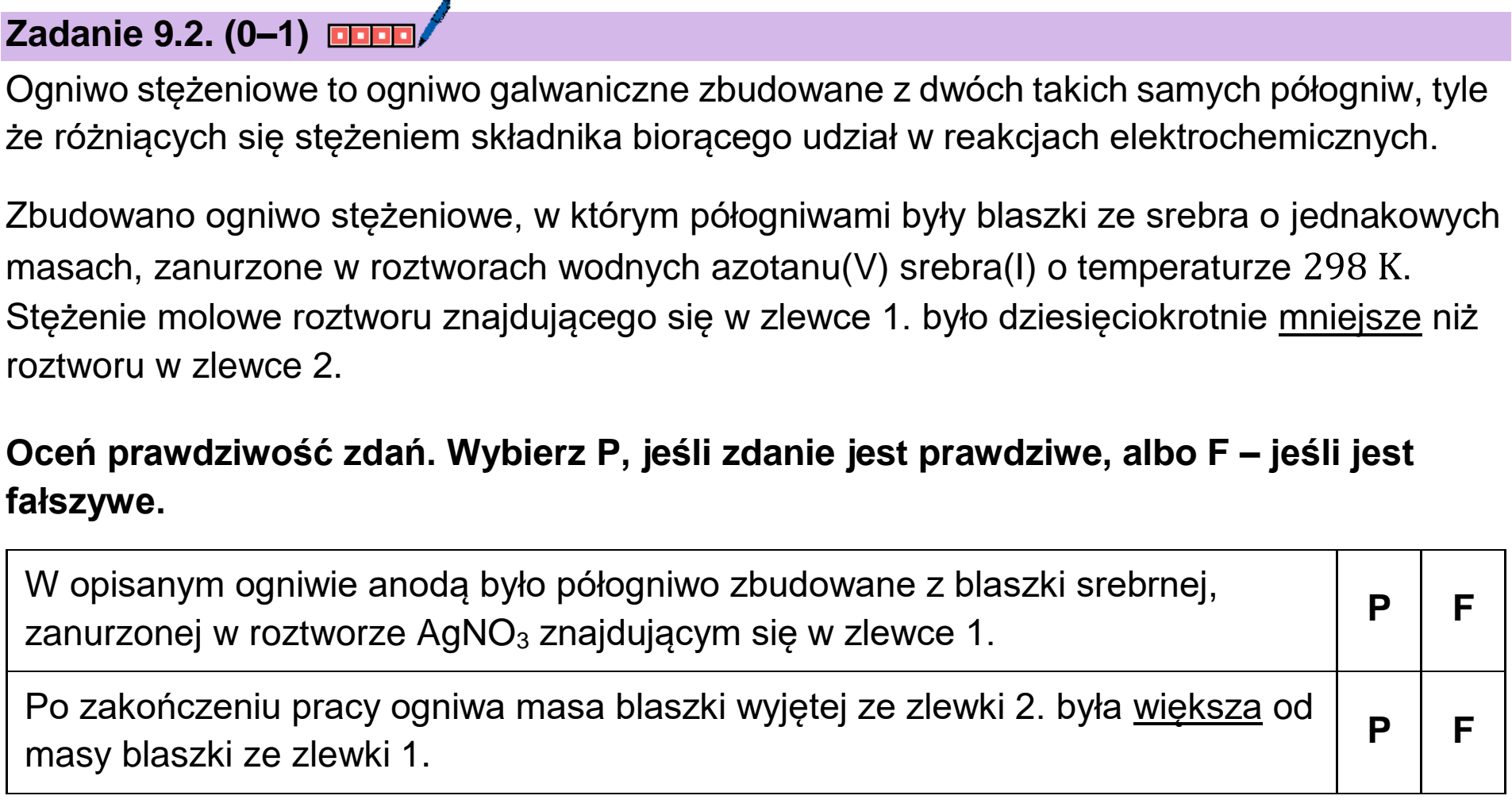 Matura, maj 2026, zadanie 9.2