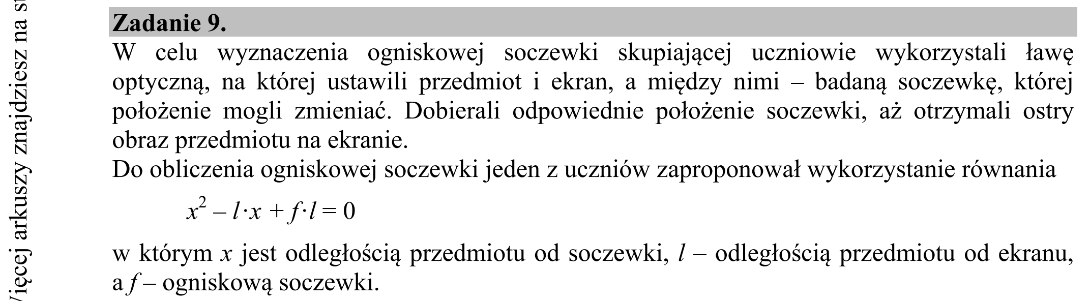 Matura dodatkowa, czerwiec 2015, wstęp zadania 9