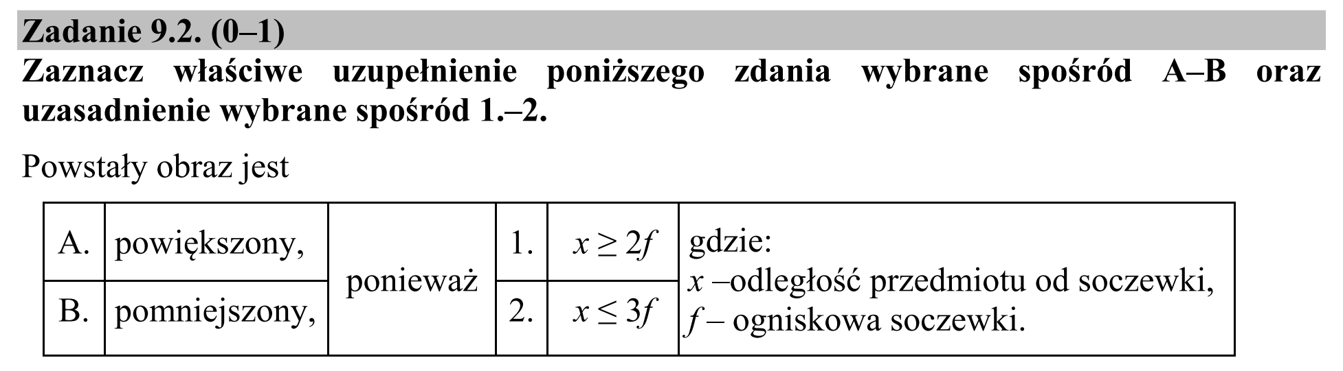 Matura dodatkowa, czerwiec 2016, zadanie 9.2