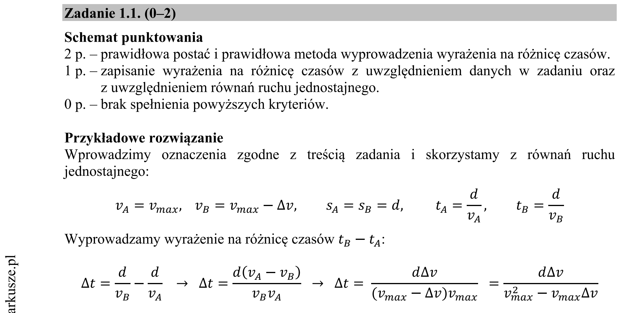 Matura dodatkowa, czerwiec 2018, odpowiedź do zadania 1.1