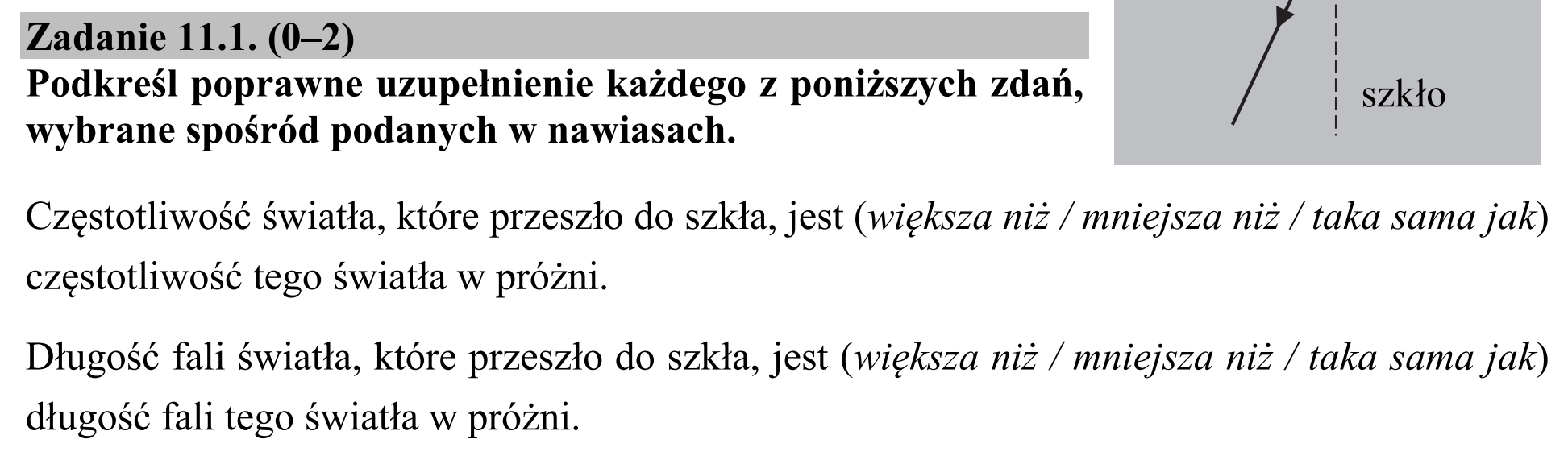 Matura dodatkowa, czerwiec 2018, zadanie 11.1