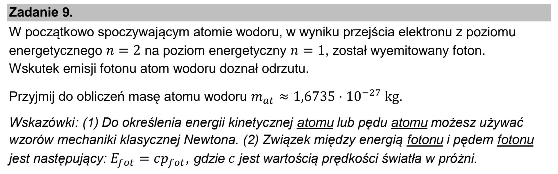 Matura dodatkowa, czerwiec 2023, wstęp zadania 9