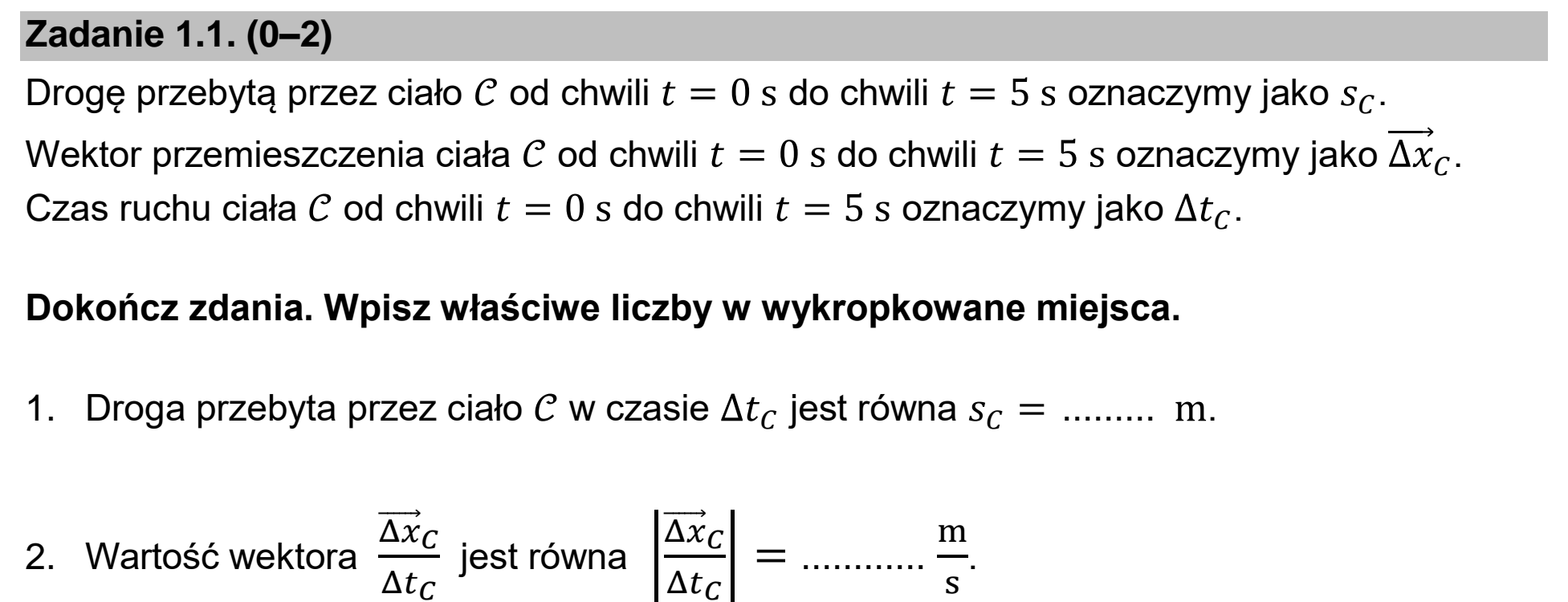 Matura dodatkowa, czerwiec 2025, zadanie 1.1