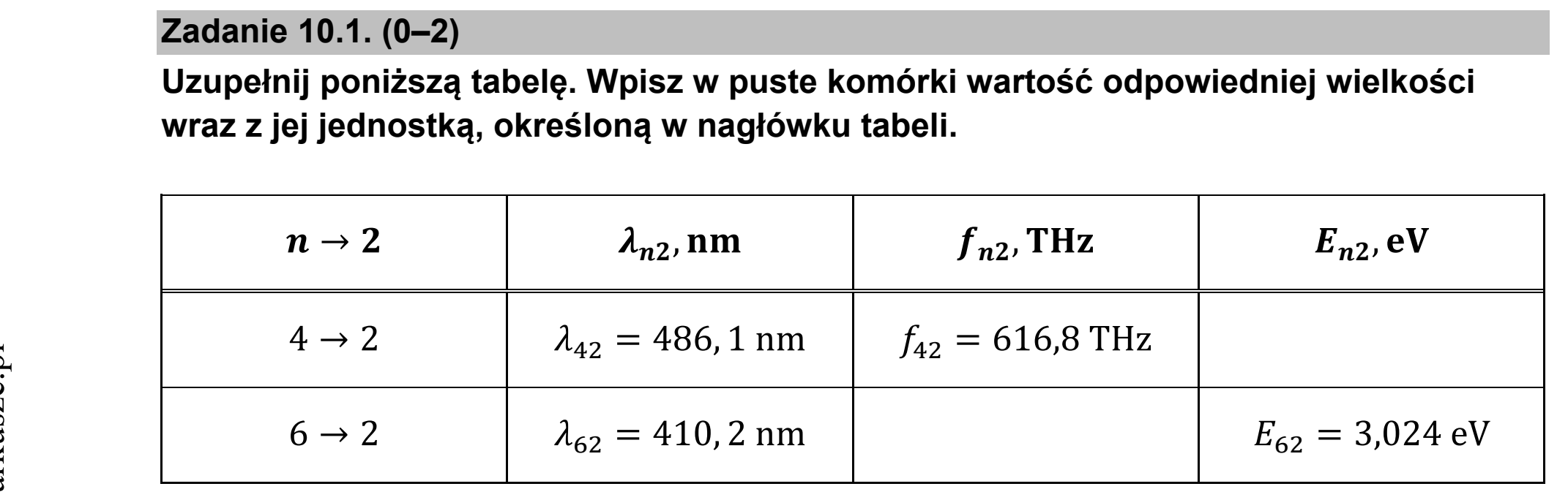 Matura dodatkowa, czerwiec 2026, zadanie 10.1