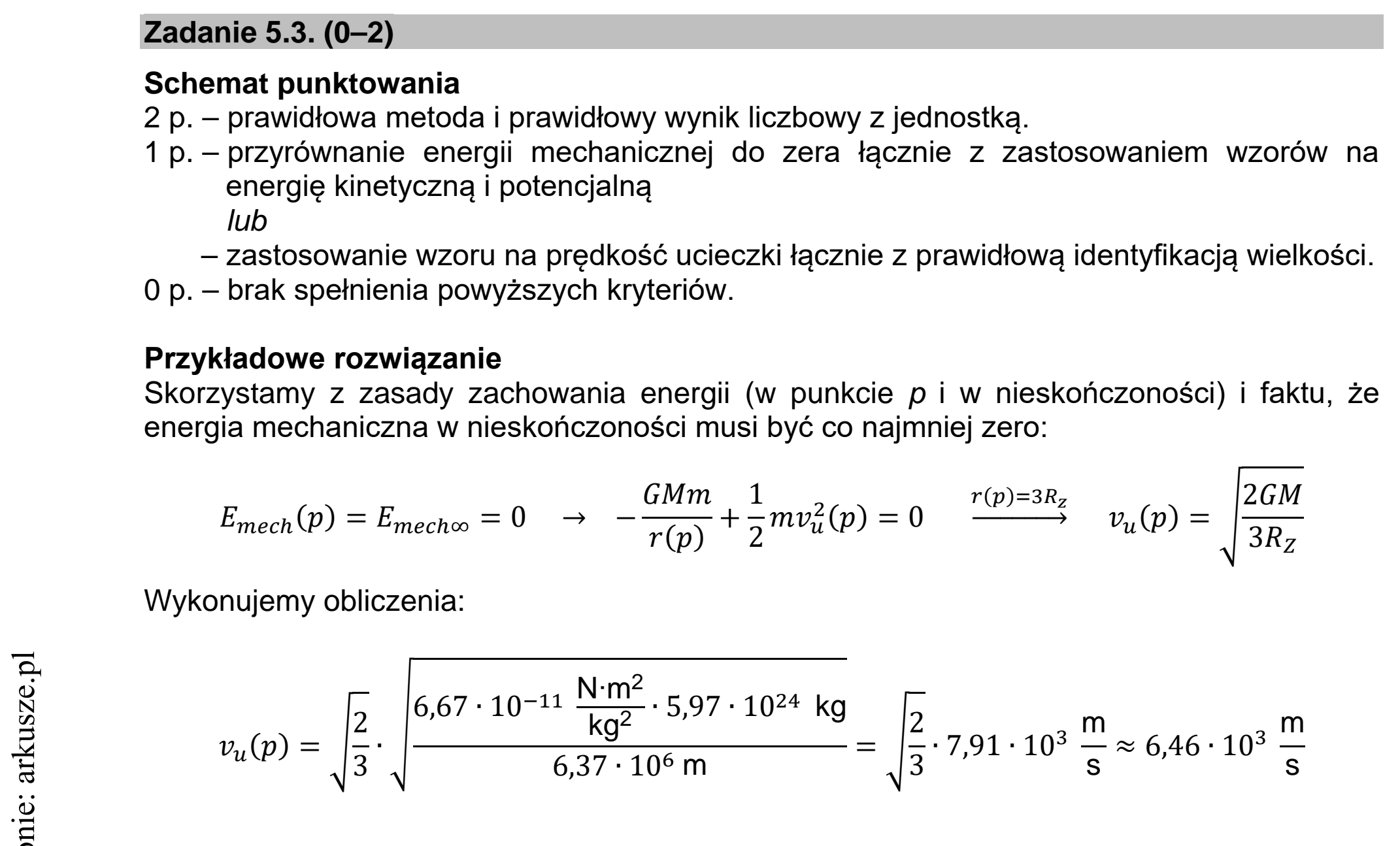 Matura dodatkowa, lipiec 2020, odpowiedź do zadania 5.3