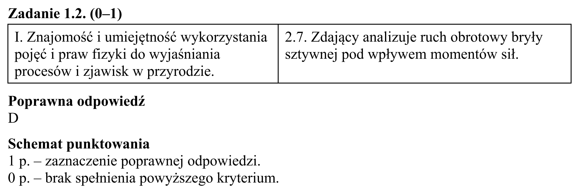 Matura, maj 2015, odpowiedź do zadania 1.2