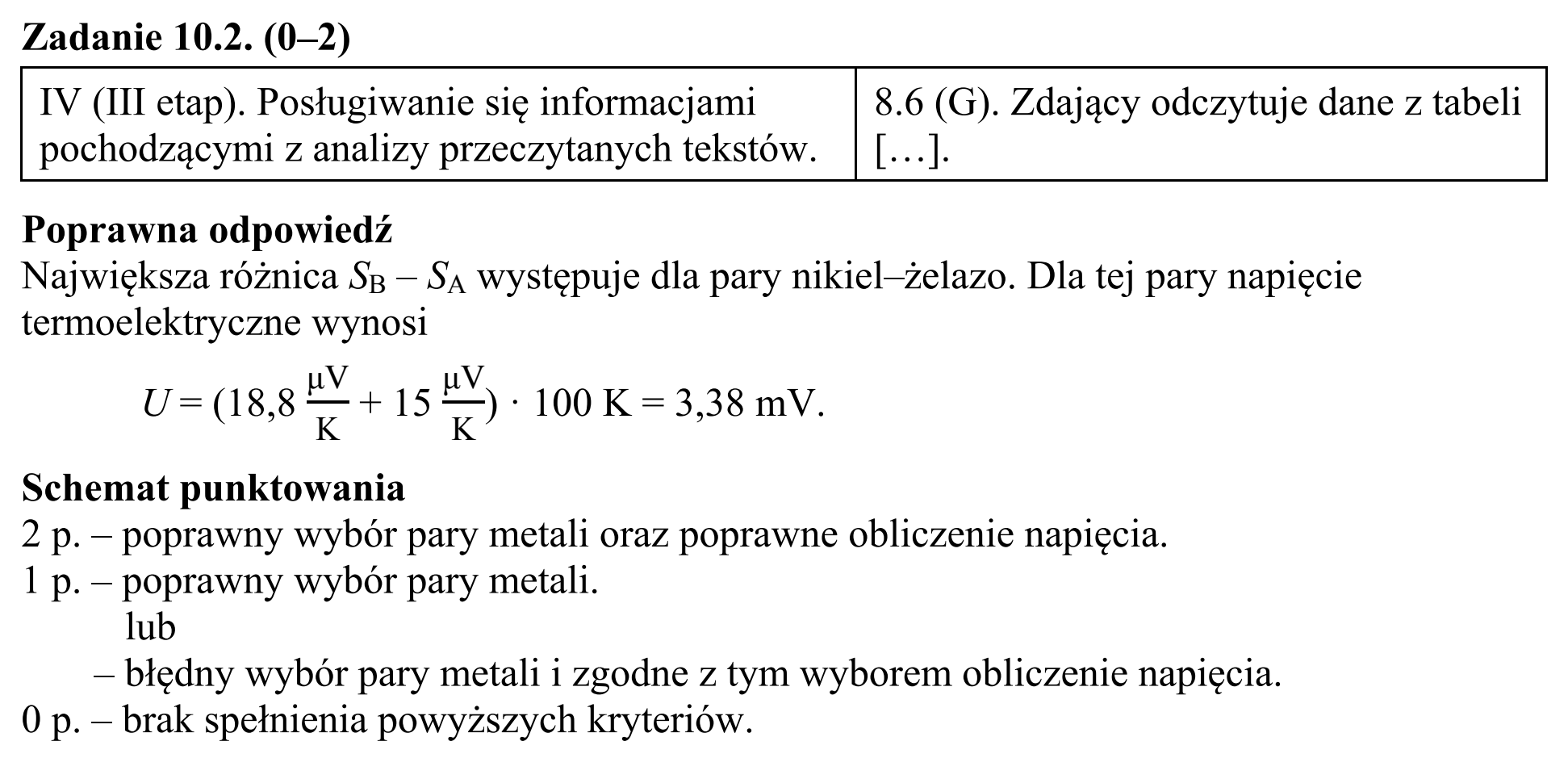 Matura, maj 2015, odpowiedź do zadania 10.2