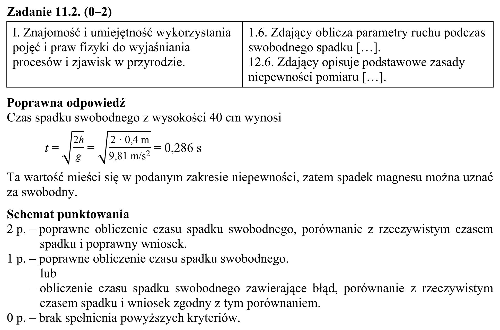 Matura, maj 2015, odpowiedź do zadania 11.2