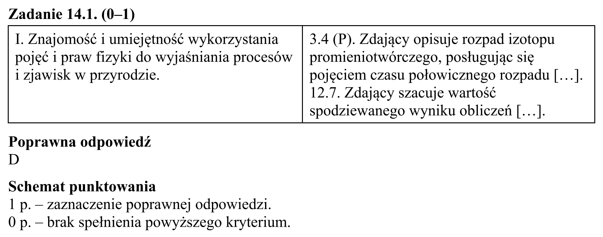 Matura, maj 2015, odpowiedź do zadania 14.1