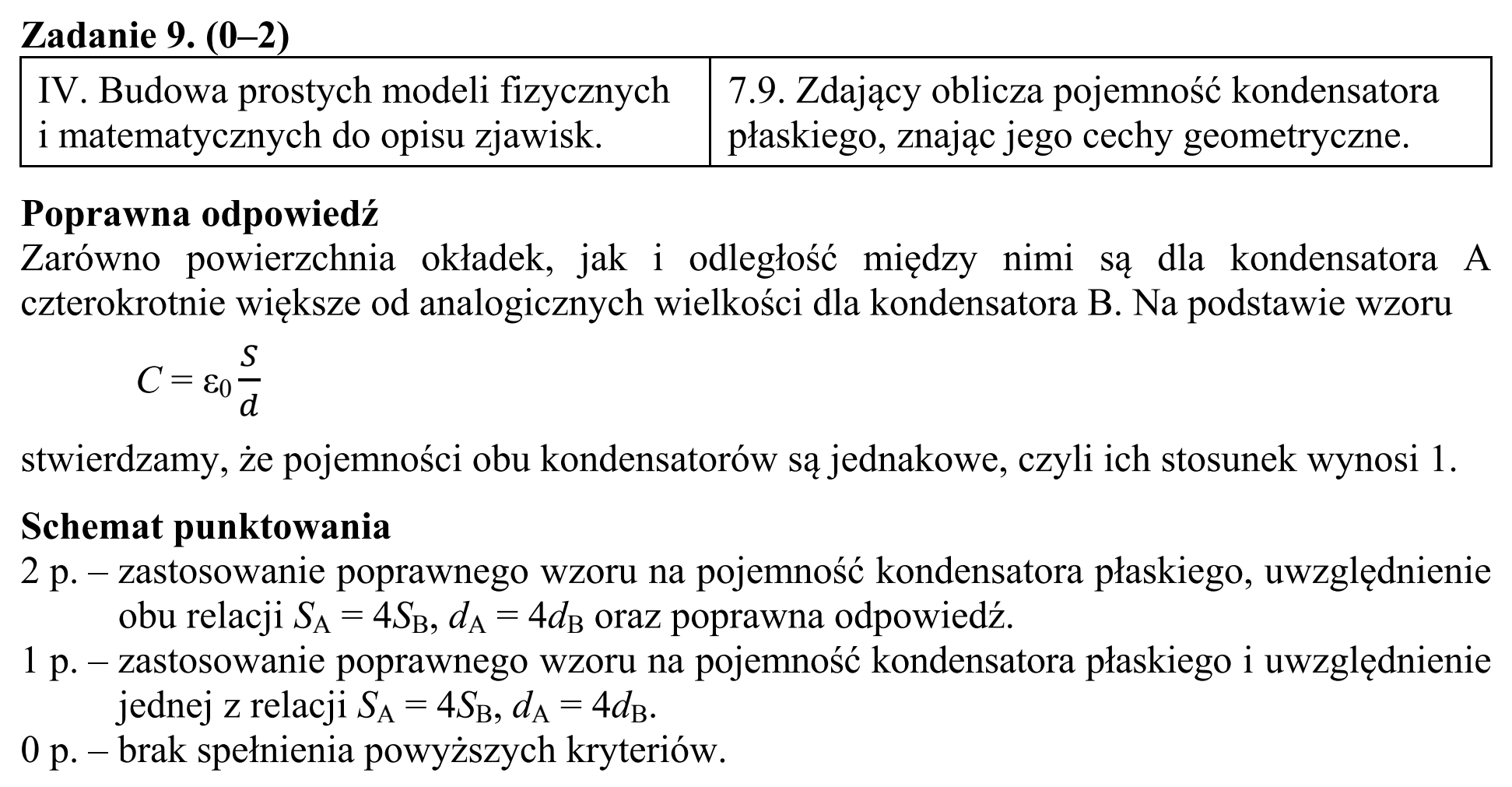 Matura, maj 2015, odpowiedź do zadania 9