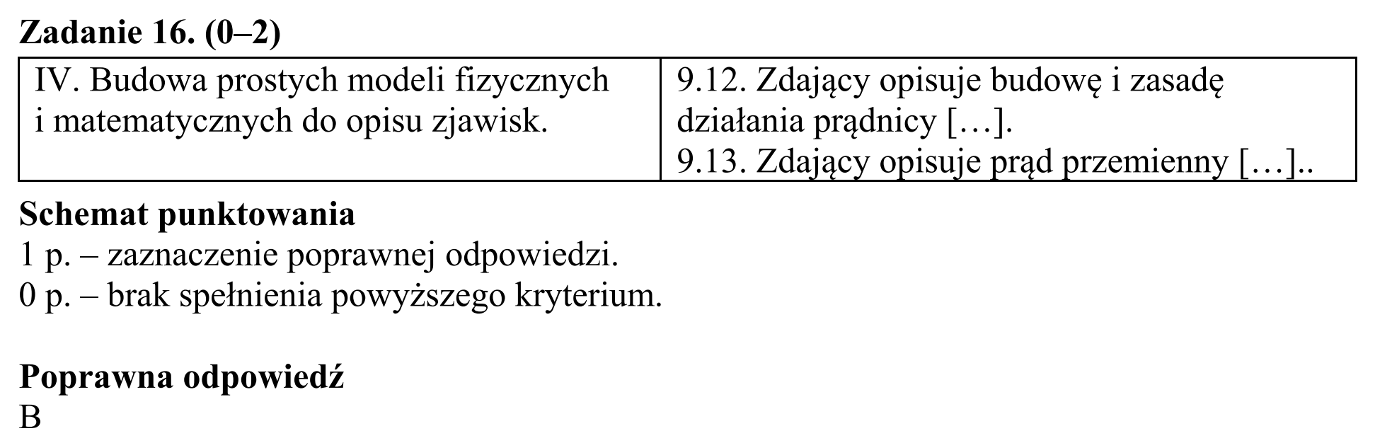 Matura, maj 2016, odpowiedź do zadania 16