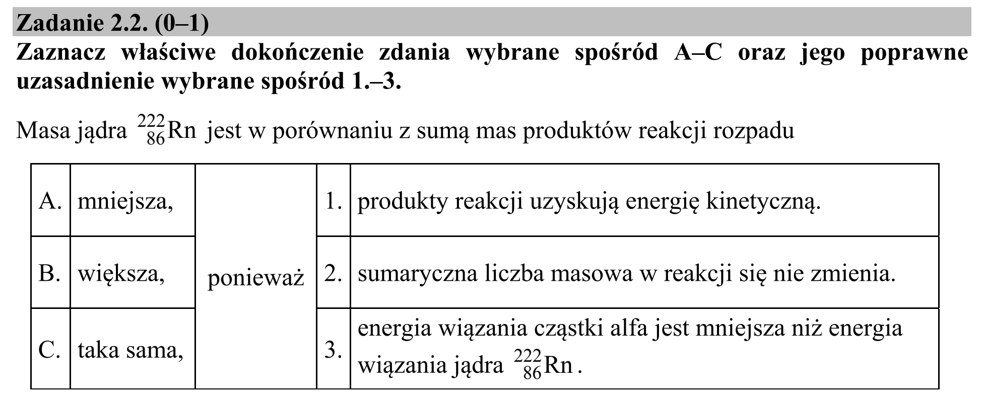 Matura, maj 2016, zadanie 2.2