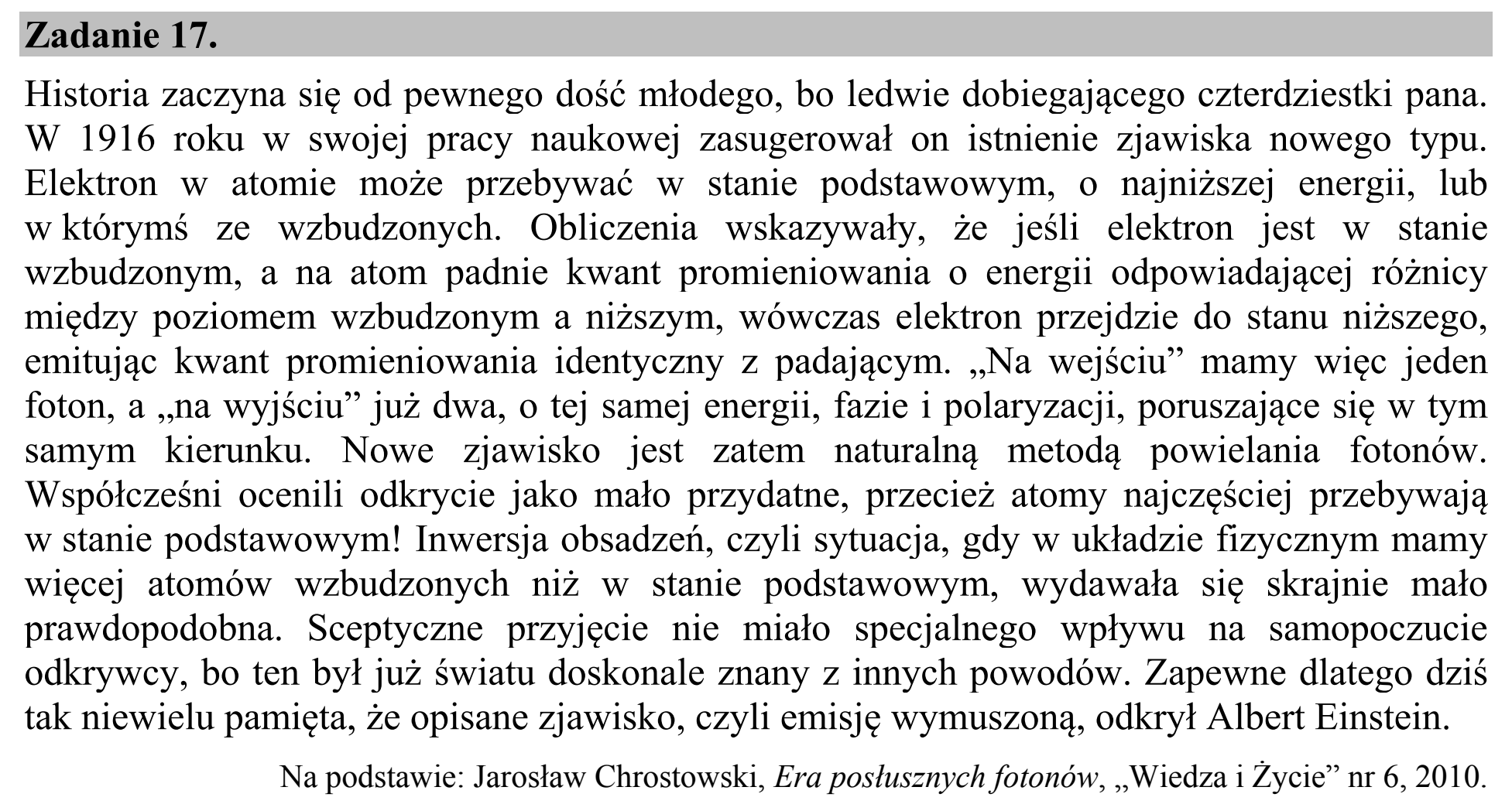Matura, maj 2017, wstęp zadania 17