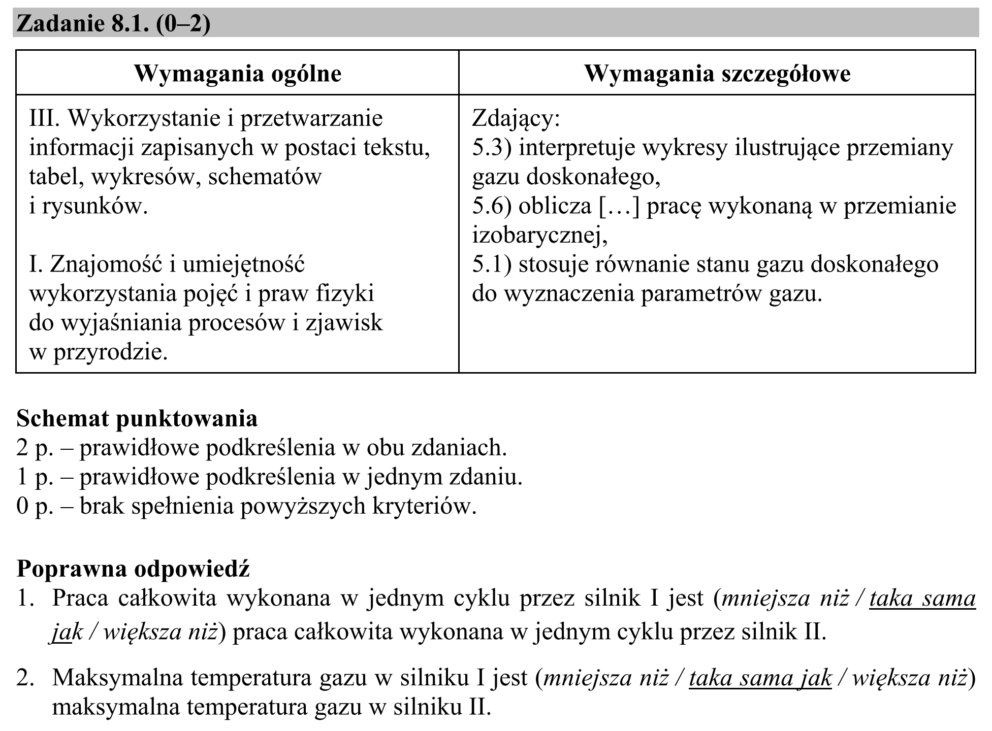 Matura, maj 2018, odpowiedź do zadania 8.1
