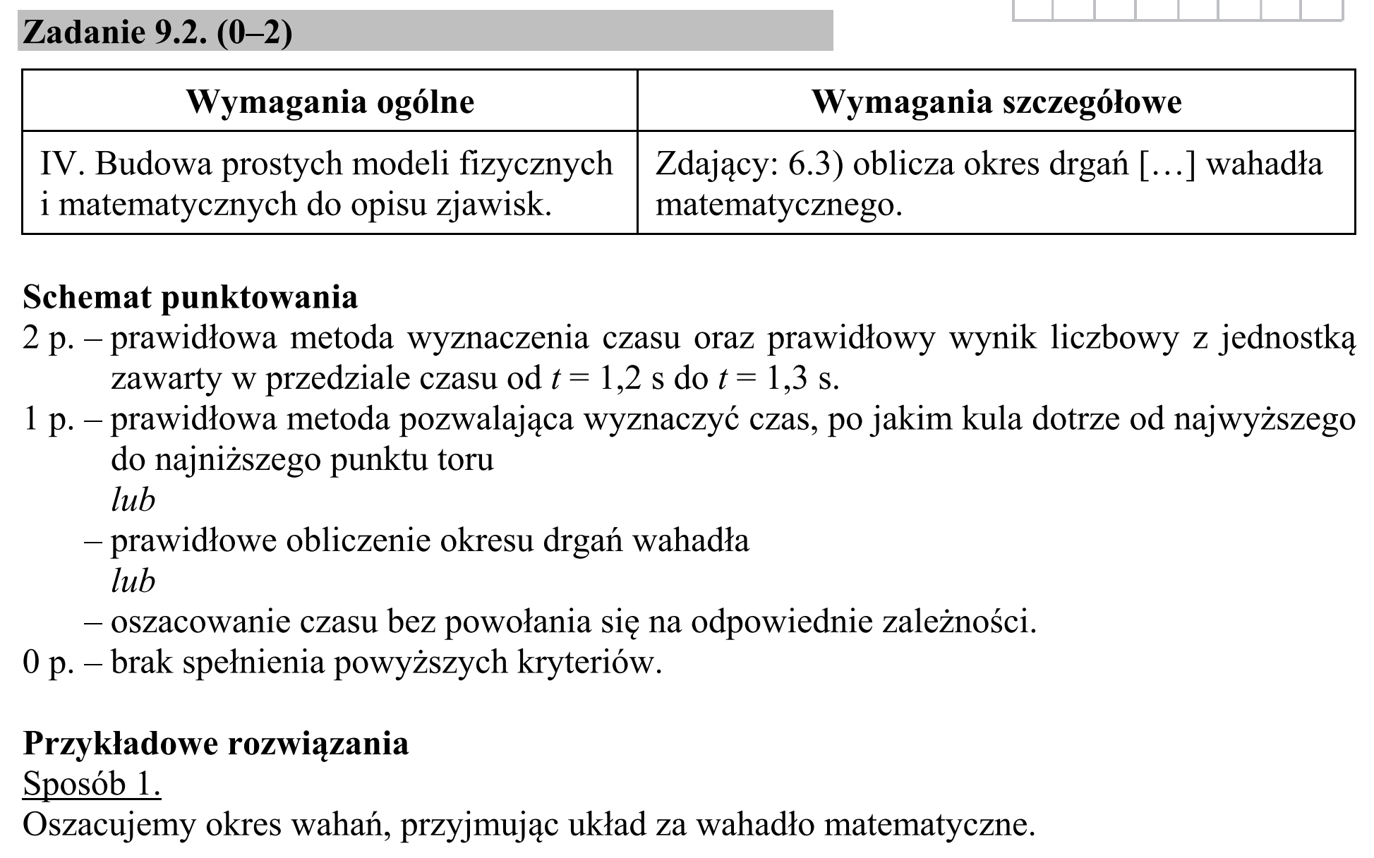 Matura, maj 2018, odpowiedź do zadania 9.2, fragment 1