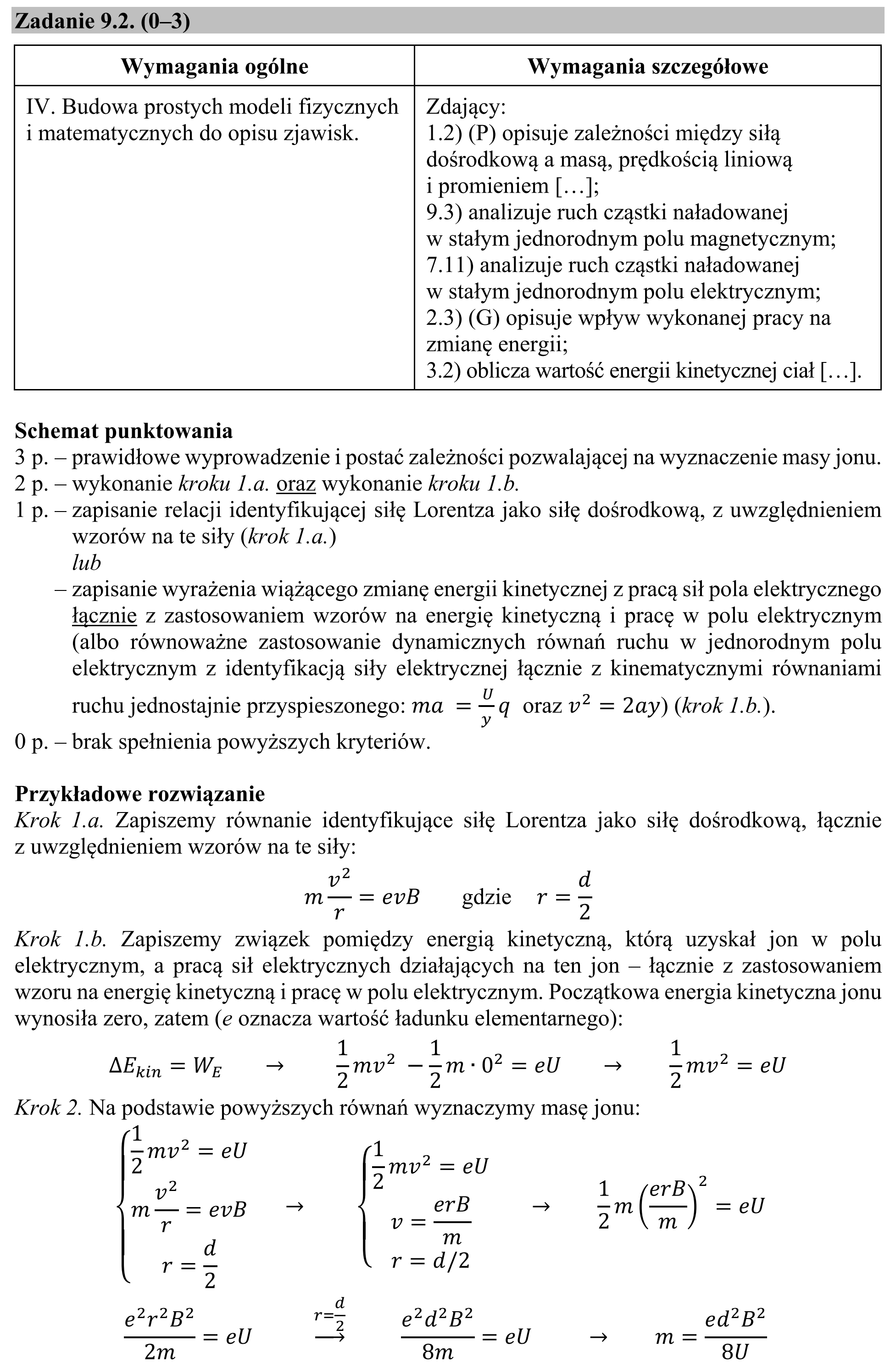 Matura, maj 2019, odpowiedź do zadania 9.2