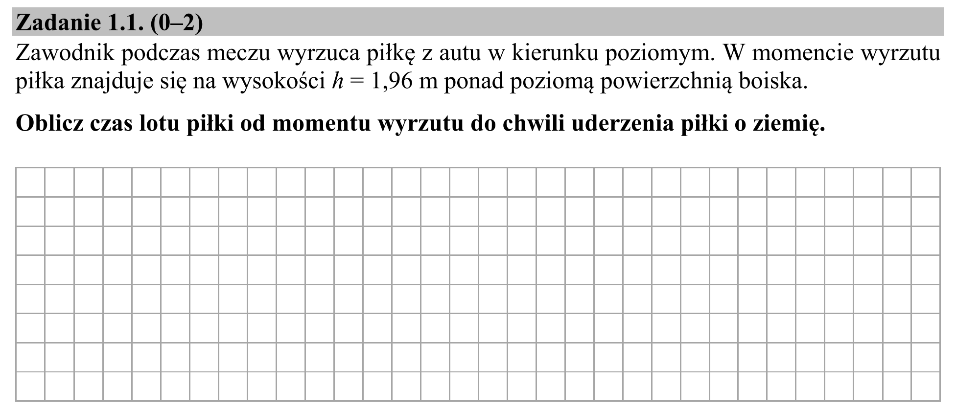 Matura, maj 2019, zadanie 1.1