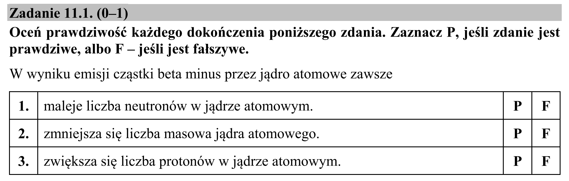 Matura, maj 2020, zadanie 11.1