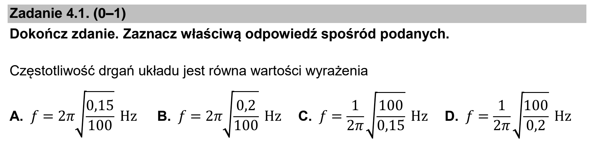 Matura, maj 2023, zadanie 4.1