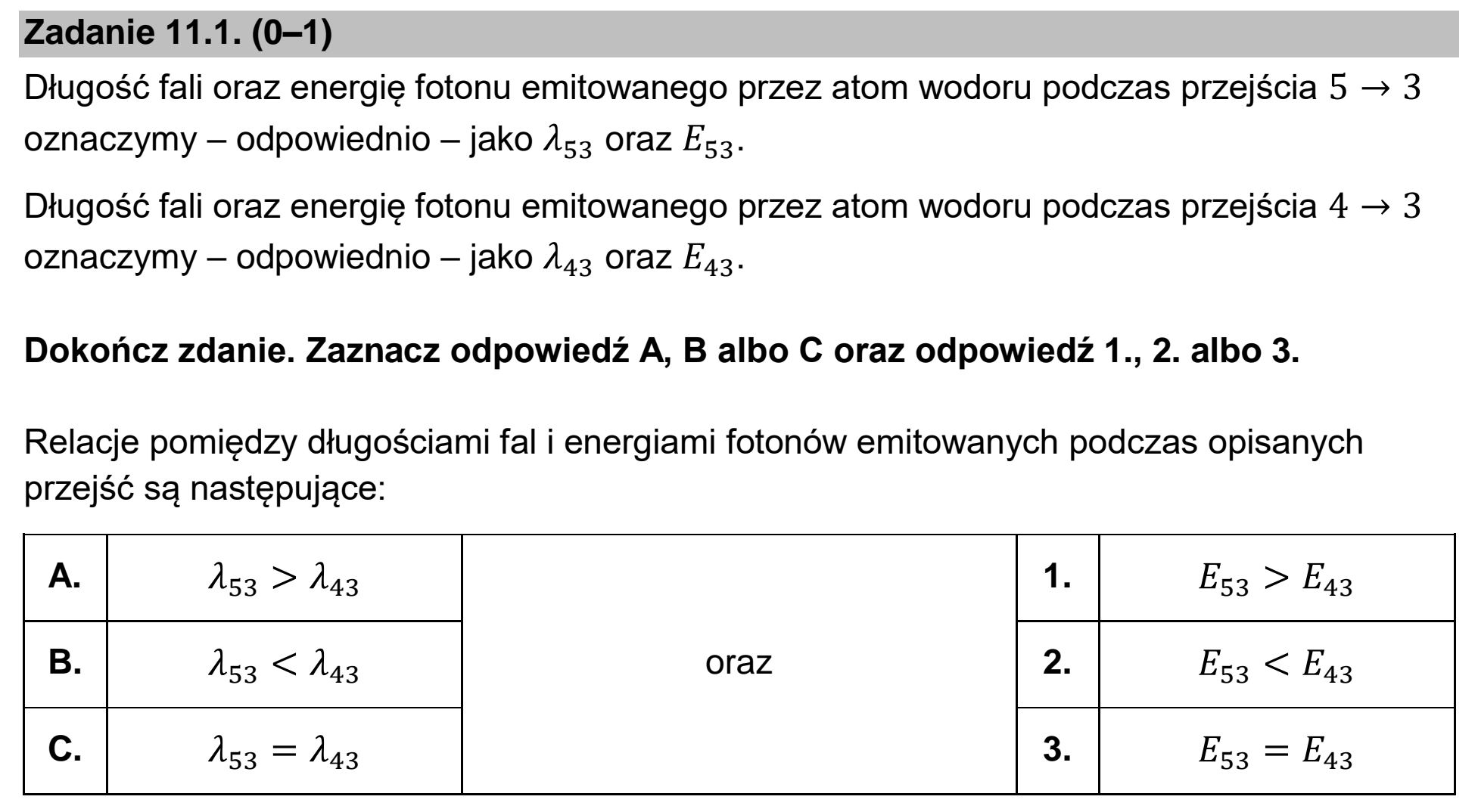 Matura, maj 2025, zadanie 11.1