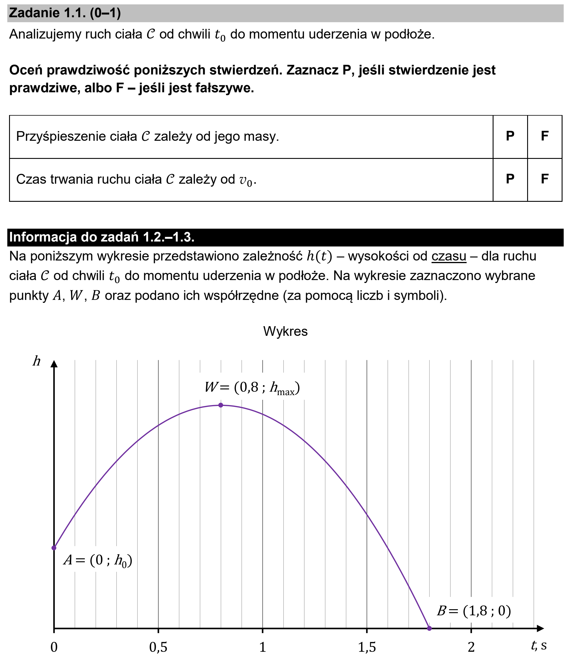 Matura, maj 2026, zadanie 1.1