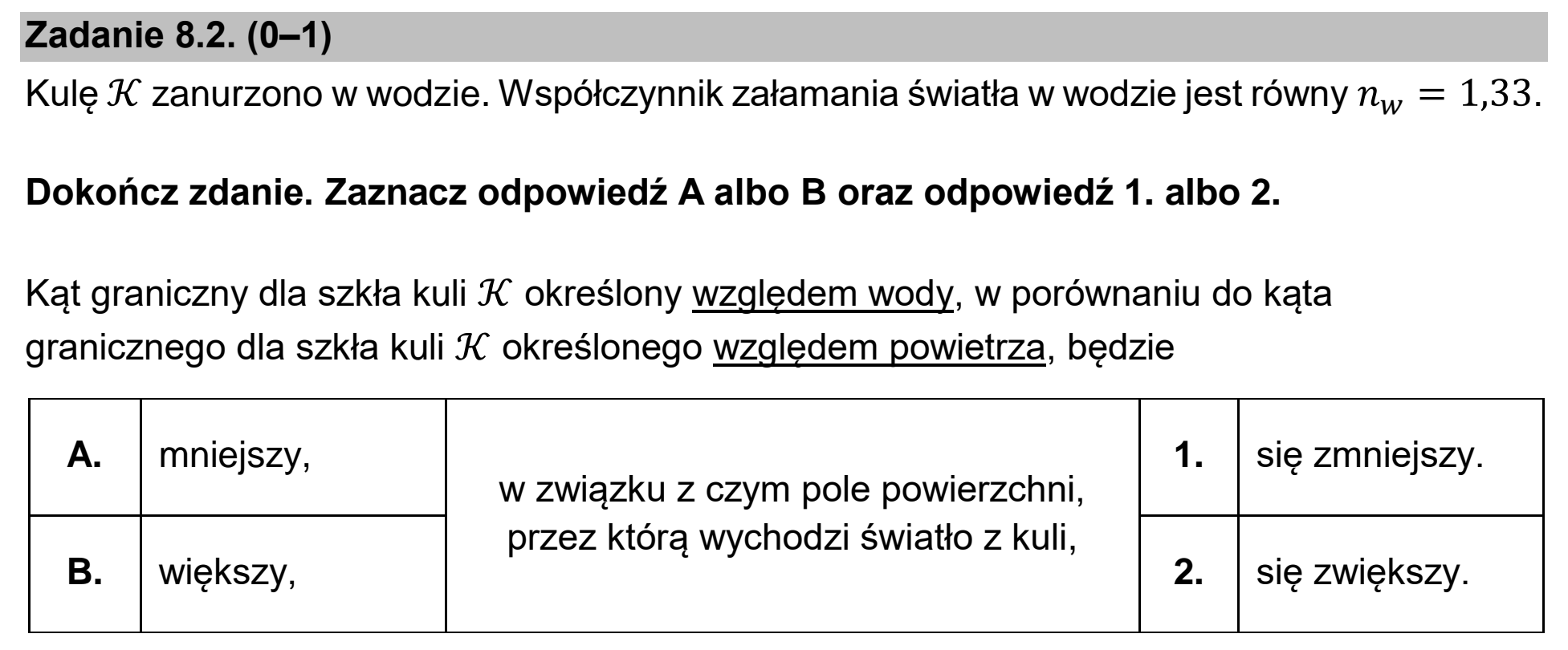 Matura, maj 2026, zadanie 8.2