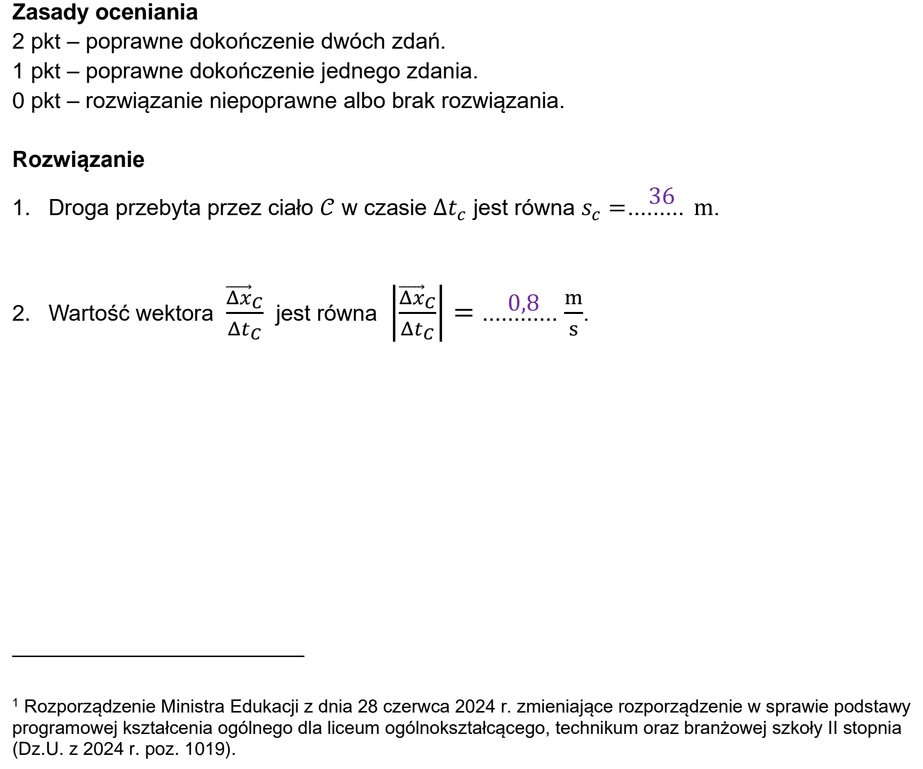 Matura dodatkowa, czerwiec 2025, odpowiedź do zadania 1.1