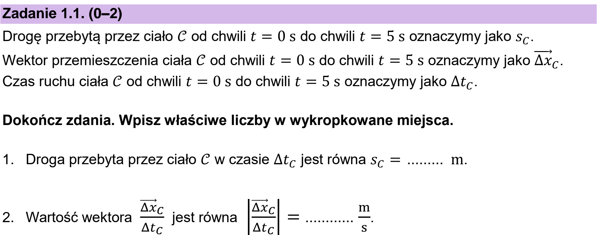 Matura dodatkowa, czerwiec 2025, zadanie 1.1