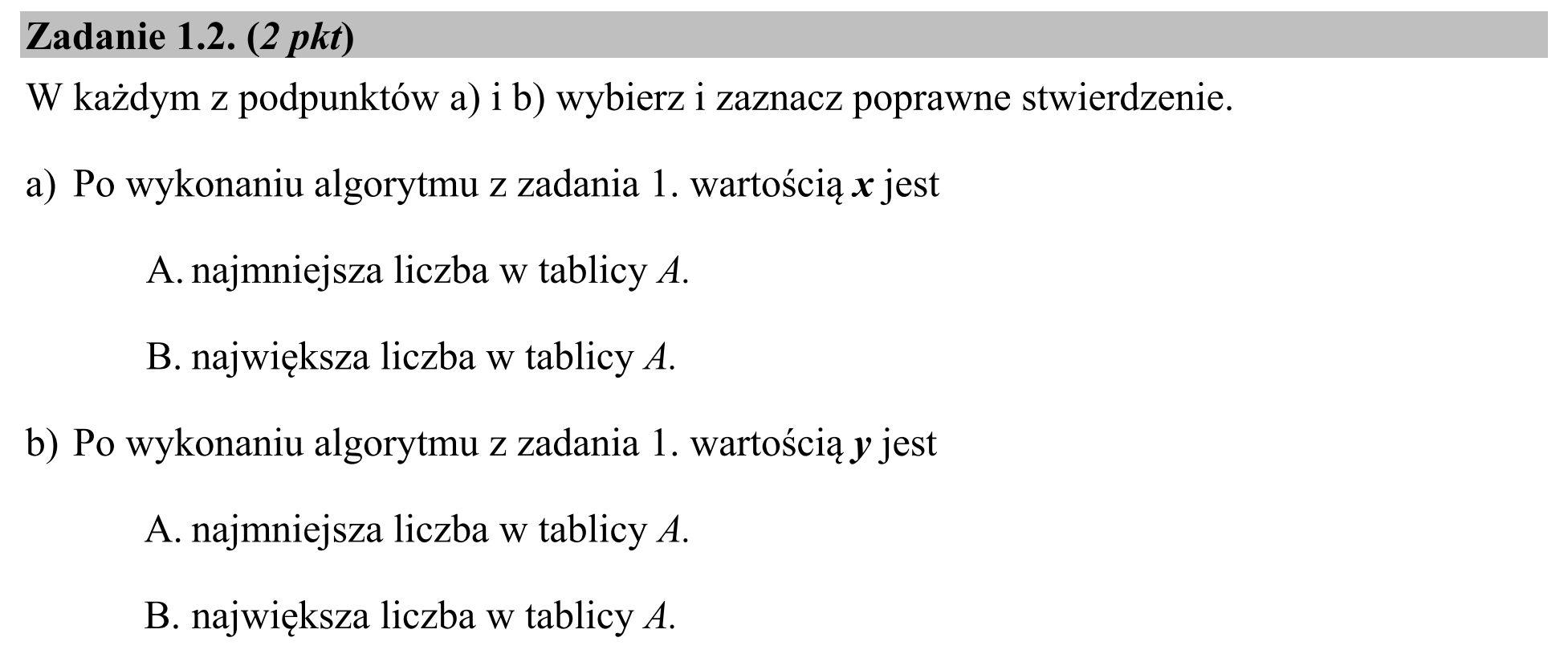Matura, czerwiec 2020, zadanie 1.2