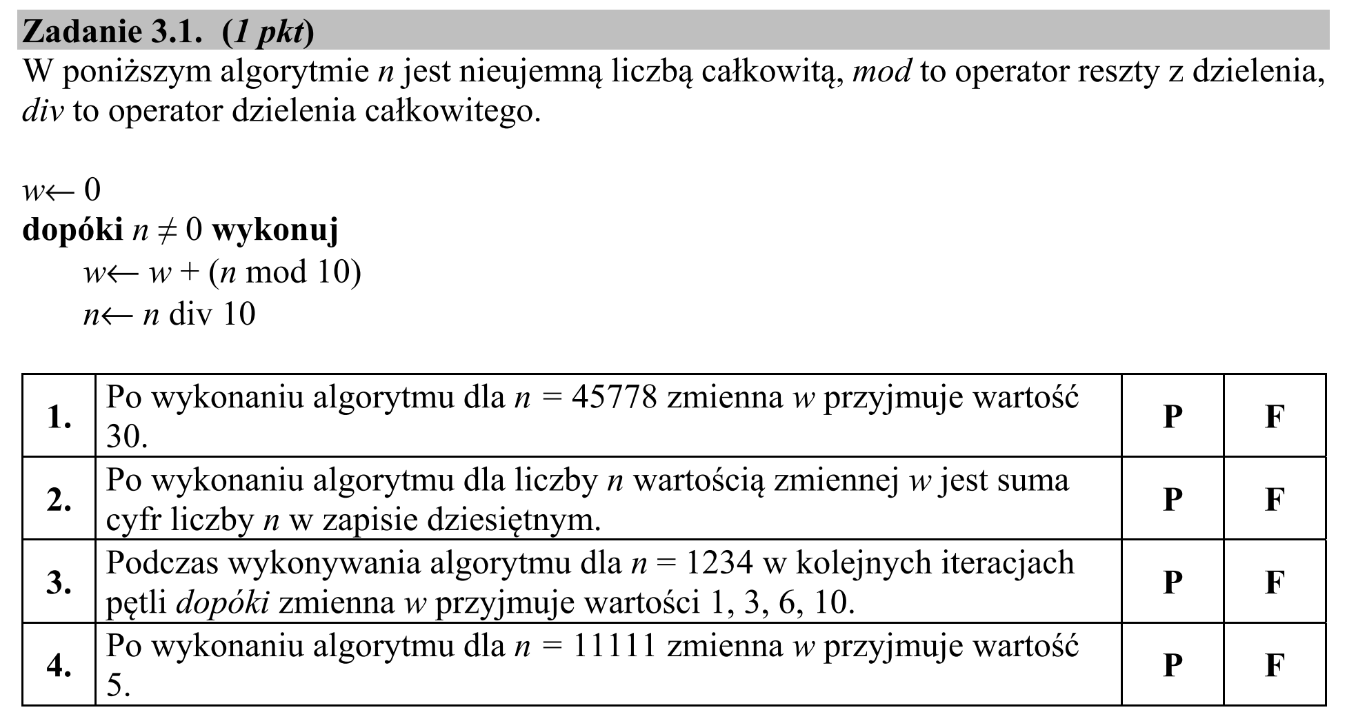 Matura, czerwiec 2020, zadanie 3.1